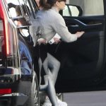 Jennifer Lopez in a Grey Leggings Arrives at a Morning Session at the Tracy Anderson Gym in Studio City 11/24/2023