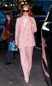 Jessica Chastain in a Pink Pantsuit