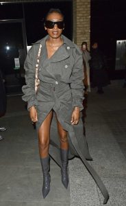 Little Simz in a Grey Trench Coat