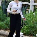 Lucy Hale in a Black Sweatpants Takes Her Dogs Out on a Hike in Studio City 11/18/2023