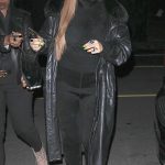Rihanna in a Black Leather Coat Leaves Dinner at Giorgio Baldi in Santa Monica 11/11/2023