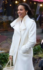Rochelle Humes in a White Coat