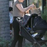 Rumer Willis in a Grey Tee Was Seen Out with Her Daughter Was Seen Out in Studio City 11/24/2023