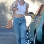 Scout Willis in a White Tank Top Steps Out with Her Dog to Visit a Friend in Los Angeles 11/25/2023