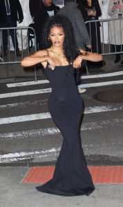 Teyana Taylor in a Black Dress