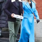 Aimee Mullins in a Baby Blue Coat Enjoying a Walk Out with Rupert Friend in Manhattan’s SoHo Neighborhood in NYC 12/26/2023