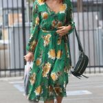 Alyson Hannigan in a Green Floral Dress Arrives at DWTS Studios in Los Angeles 11/29/2023