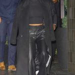 Eniko Parrish in a Black Coat Leaves Catch Steak in West Hollywood 12/28/2023