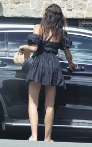 Georgia Fowler in a Black Mini Dress
