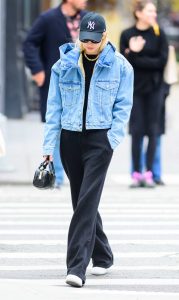 Gigi Hadid in a Blue Denim Jacket