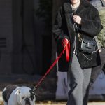Julia Garner in an Olive Beanie Hat Walks Her Dog in New York City 12/19/2023