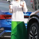Kate Mara in a Neon Green Pants Was Seen During a Solo Sunday Morning Coffee Run in Los Feliz 12/17/2023