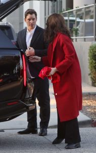 Katherine Schwarzenegger in a Red Coat
