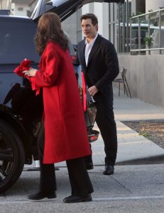 Katherine Schwarzenegger in a Red Coat