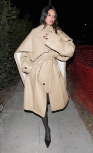 Kendall Jenner in a Beige Leather Coat
