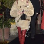 Mary Furze in a Beige Faux Fur Coat Leaves The Broadwick Soho Hotel in London 12/20/2023