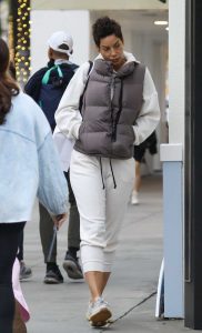 Nicole Murphy in a White Sweatsuit