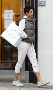 Nicole Murphy in a White Sweatsuit