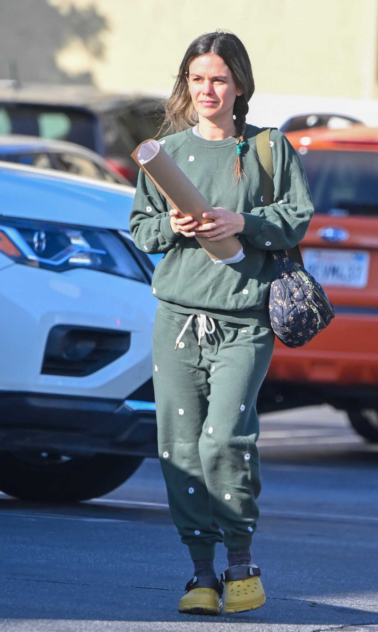 Rachel Bilson in an Olive Sweatsuit