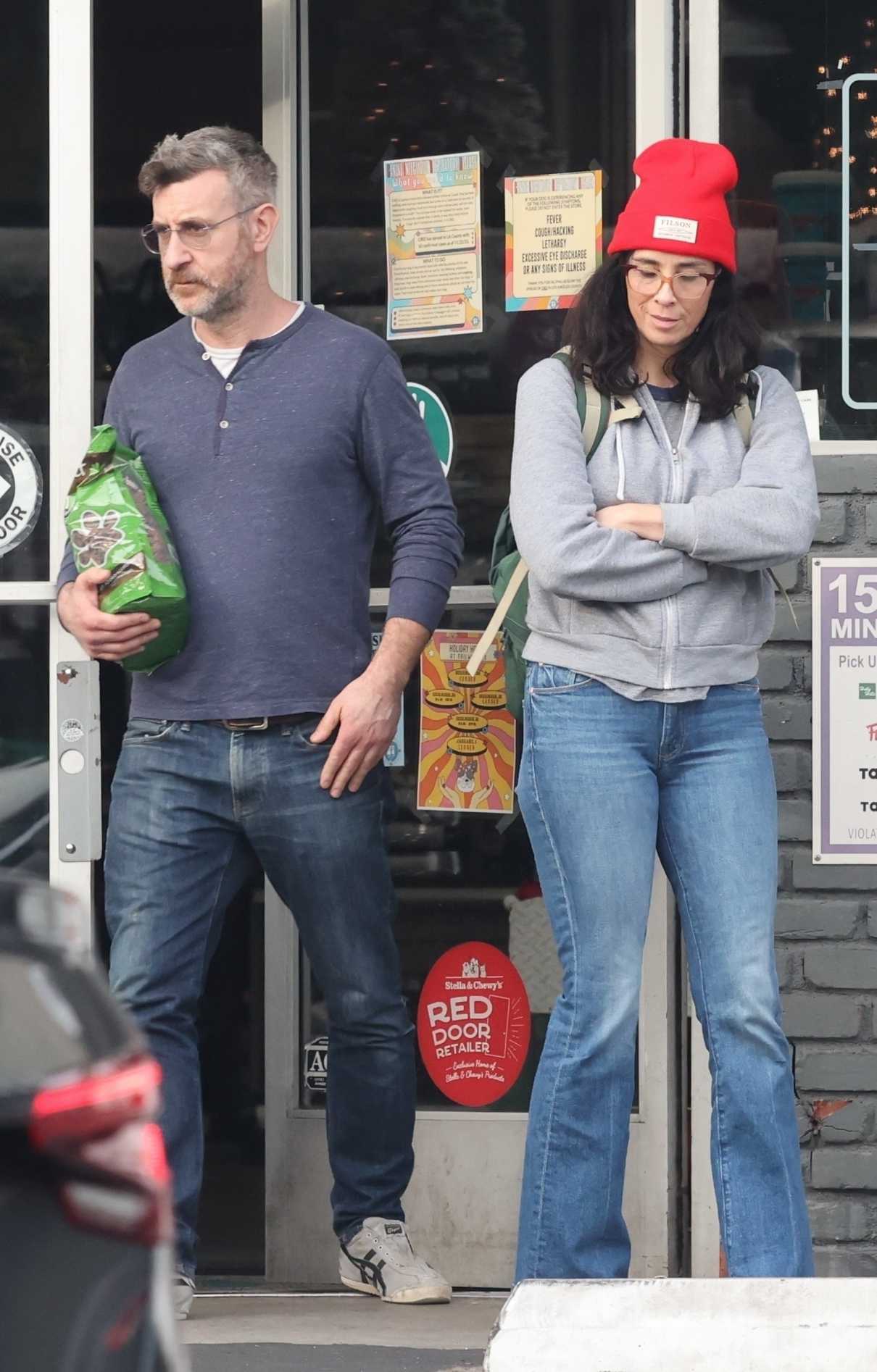 Sarah Silverman in a Red Beanie Hat