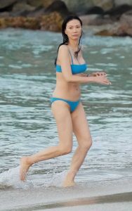 Wendi Murdoch in a Blue Bikini