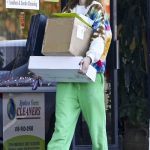 Whitney Port in a Green Sweatpants Picks up a Package in Studio City 12/16/2023