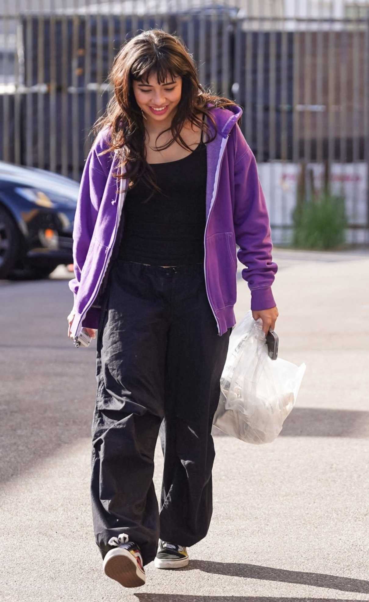 Xochitl Gomez in a Purple Track Jacket