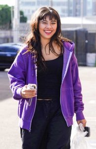 Xochitl Gomez in a Purple Track Jacket