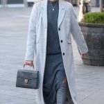 Amanda Holden in a Grey Plaid Coat Leaves the Global Radio Studios in London 01/11/2024