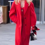 Amanda Holden in a Red Coat Leaves the Global Radio Studios in London 01/26/2024