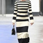 Amanda Holden in a Striped Dress Arrives at the Heart Breakfast Show in London 01/30/2024
