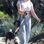 Ava Phillippe in a White Top Walks Her Dog in Santa Monica 01/10/2024