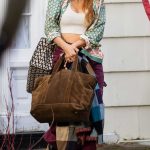 Blake Lively in a Maroon Pants on the Set of It Ends with Us in Jersey City 01/10/2024