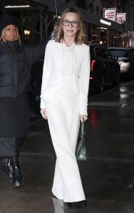 Calista Flockhart in a White Pantsuit