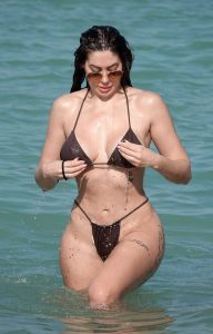 Chloe Ferry in a Brown Bikini