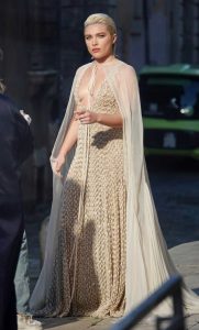 Florence Pugh in a Beige Dress