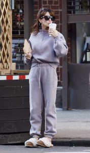 Hilaria Baldwin in a Purple Sweatsuit
