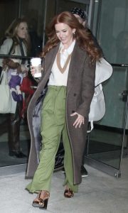 Isla Fisher in a Neon Green Pants
