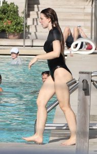 Julia Fox in a Black Swimsuit