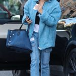 Katharine McPhee in a Baby Blue Jacket Arrives at Avra Restaurant in Beverly Hills 01/09/2024