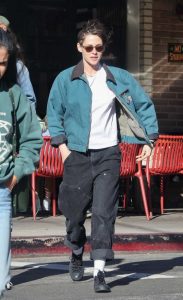 Kristen Stewart in a Turquoise Jacket