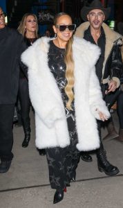 Mariah Carey in a White Fur Coat