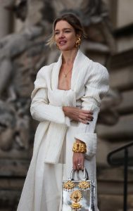 Natalia Vodianova in a Beige Outfit