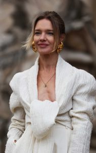 Natalia Vodianova in a Beige Outfit