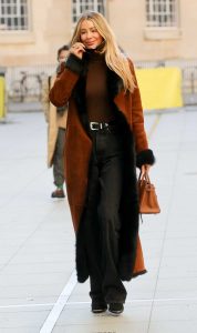Olivia Attwood in a Tan Coat