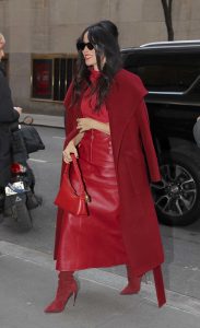 Abigail Spencer in a Red Leather Skirt