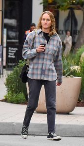 Amber Valletta in a Plaid Shirt