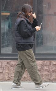 Emily Ratajkowski in a Black Puffer Vest