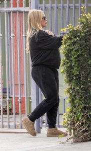 Hilary Duff in a Black Sweatsuit