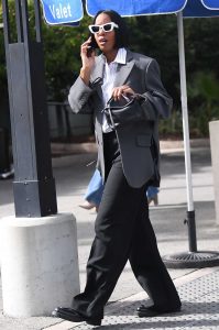 Kelly Rowland in a Grey Blazer